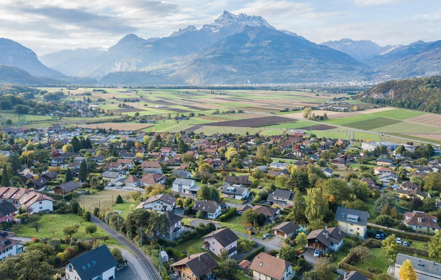 Vue sur la plaine du Chablais et les Dents-du-Midi